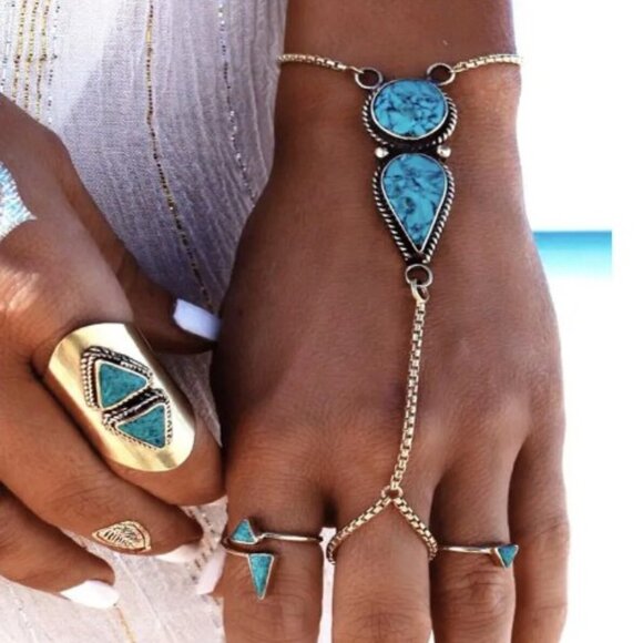 Jewelry - Silver Turquoise Boho Festival Bracelet